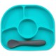 Set de masa Yumi Farfurie compartimentata si lingurita Cu 4 compartimente Fara BPA Bbluv Aqua