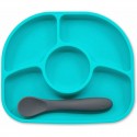 Set de masa Yumi Farfurie compartimentata si lingurita Cu 4 compartimente Fara BPA Bbluv Aqua