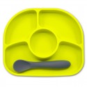 Set de masa Yumi Farfurie compartimentata si lingurita Cu 4 compartimente Fara BPA Bbluv Lime