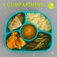 Set de masa Yumi Farfurie compartimentata si lingurita Cu 4 compartimente Fara BPA Bbluv Lime