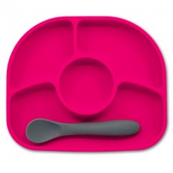 Set de masa Yumi Farfurie compartimentata si lingurita Cu 4 compartimente Fara BPA Bbluv Pink