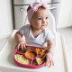 Set de masa Yumi Farfurie compartimentata si lingurita Cu 4 compartimente Fara BPA Bbluv Pink
