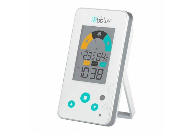 Termometru/Higrometru digital 2 in 1 Igro Cu ceas si alarma Ecran LCD Pe baza de baterii AAA Bbluv White