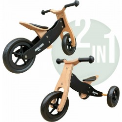 Bicicleta/tricicleta fara pedale din lemn 2 in 1 Functie de bicicleta echilibru Sa reglabila Manere antiderapante Roti ajustabil