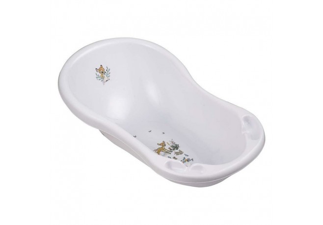 Cadita ergonomica de baie cu dop de scurgere Maria 84 x 49 x 30 cm Keeeper Bambi Nordic White