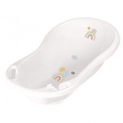 Cadita ergonomica de baie cu dop de scurgere Maria 84 x 49 x 30 cm Keeeper Rainbow