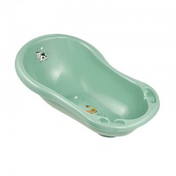 Cadita ergonomica de baie cu dop de scurgere Maria 84 x 49 x 30 cm Keeeper Funny Farm Green