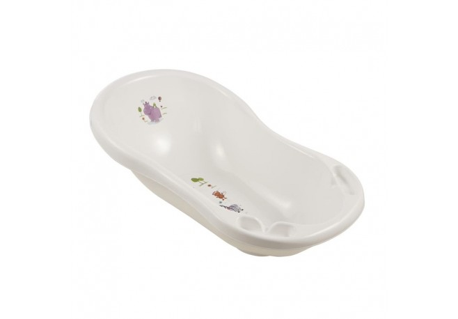 Cadita ergonomica de baie cu dop de scurgere Maria 84 x 49 x 30 cm Keeeper Hippo White