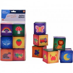 Happy World - Cuburi moi 75 x 75 cm 0 luni - 5 ani 6 piese Conform cu standardul de siguranta EN71 Multicolor
