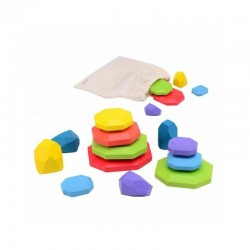 Joueco - Set 13 pietre curcubeu pentru stivuit Din lemn certificat FSC26 x 21 x 5 cm 3 ani+ Conform cu standardul de siguranta E
