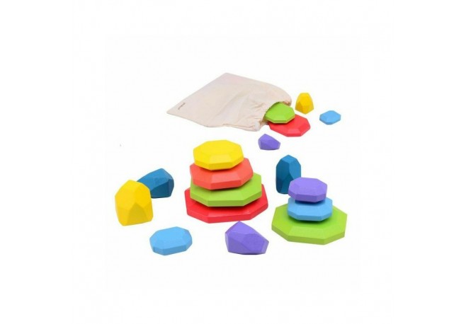 Joueco - Set 13 pietre curcubeu pentru stivuit Din lemn certificat FSC26 x 21 x 5 cm 3 ani+ Conform cu standardul de siguranta E