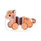 Joueco - Jucarie de tras tigru Colectia The Wildies Family Din lemn certificat FSC 26 x 10 x 15 cm 12 luni+ Multicolor