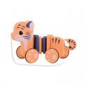 Joueco - Jucarie de tras tigru Colectia The Wildies Family Din lemn certificat FSC 26 x 10 x 15 cm 12 luni+ Multicolor