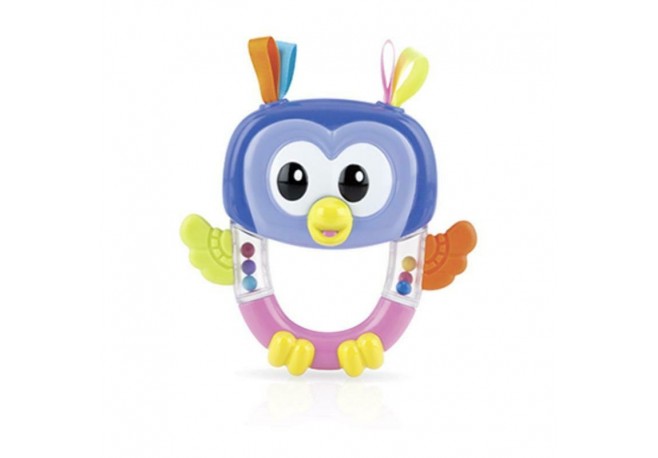 Nuby - Jucarie pentru dentitie zornaitoare Bufnita Fara BPA 3+ luni Multicolor
