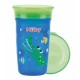 Nuby - Cana magica 360 Cu supapa din silicon Cu capac 300 ml 6+ luni Albastru/Verde