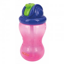 Nuby - Cana cu pai anti-alunecare Cu inchidere etansa Plastic 360 ml 12+ luni Roz