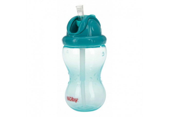 Nuby - Cana cu pai anti-alunecare Cu inchidere etansa Plastic 360 ml 12+ luni Albastru