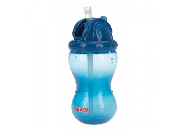 Nuby - Cana cu pai anti-alunecare Cu inchidere etansa Plastic 360 ml 12+ luni Albastru inchis