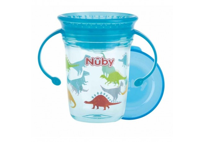 Nuby - Cana cu manere 360 Din materialul ecologic tritan Rezistenta 240 ml 6 luni+ Albastru