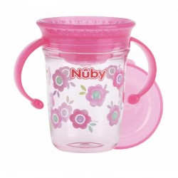 Nuby - Cana cu manere 360 Din materialul ecologic tritan Rezistenta 240 ml 6 luni+ Roz