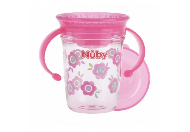 Nuby - Cana cu manere 360 Din materialul ecologic tritan Rezistenta 240 ml 6 luni+ Roz
