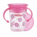 Nuby - Cana cu manere 360 Din materialul ecologic tritan Rezistenta 240 ml 6 luni+ Roz
