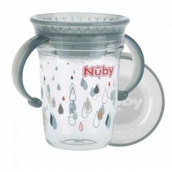 Nuby - Cana cu manere 360 Din materialul ecologic tritan Rezistenta 240 ml 6 luni+ Gri