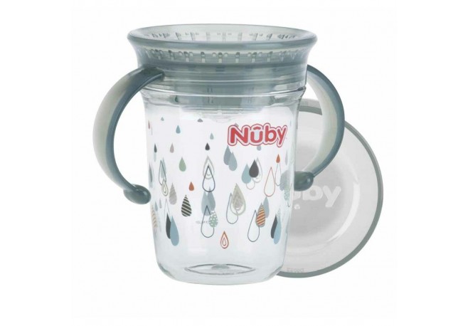 Nuby - Cana cu manere 360 Din materialul ecologic tritan Rezistenta 240 ml 6 luni+ Gri