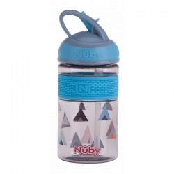 Nuby - Cana 2 in 1 Cu pai incorporat Din materialul ecologic tritan Rezistenta 360 ml 3+ ani Albastru
