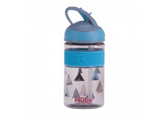 Nuby - Cana 2 in 1 Cu pai incorporat Din materialul ecologic tritan Rezistenta 360 ml 3+ ani Albastru