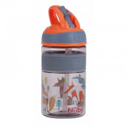 Nuby - Cana 2 in 1 Cu pai incorporat Din materialul ecologic tritan Rezistenta 360 ml 3+ ani Gri