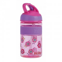Nuby - Cana 2 in 1 Cu pai incorporat Din materialul ecologic tritan Rezistenta 360 ml 3+ ani Roz