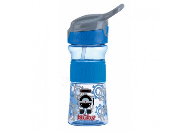 Nuby - Cana sport cu pai moale si pliabil Din materialul ecologic tritan Rezistenta 360 ml 3+ ani Albastru