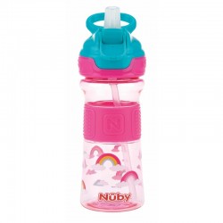 Nuby - Cana sport cu pai moale si pliabil Din materialul ecologic tritan Rezistenta 360 ml 3+ ani Roz