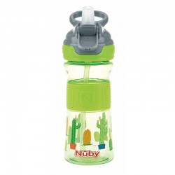 Nuby - Cana sport cu pai moale si pliabil Din materialul ecologic tritan Rezistenta 360 ml 3+ ani Verde