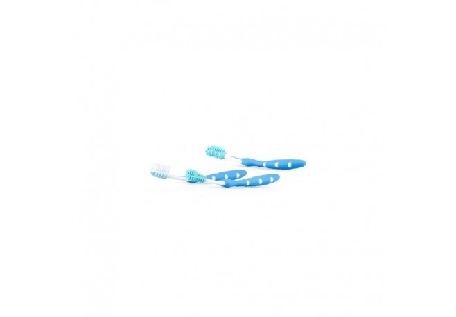 Nuby - Set periute de dinti pentru copii Non-toxice Utilizare indelungata: 3-12 luni+ 3 bucati Albastru