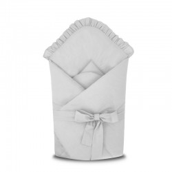 MimiNu - Paturica de infasat cu volanase Cu multiple utilizari Cu inchidere cu panglica Dimensiune 75x75 cm Din bumbac certifica