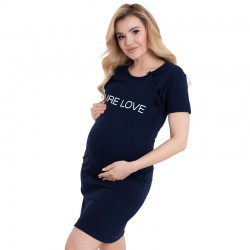 Camasa de alaptat Din bumbac Cu capse oblice Masura L Purelove Navy Blue