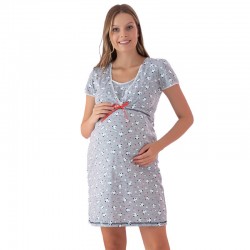 Camasa de alaptat Din bumbac Cu orificii laterale Masura XL Panda Gray