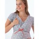 Camasa de alaptat Din bumbac Cu orificii laterale Masura XL Panda Gray