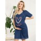 Camasa de alaptat Din bumbac Cu nasturi Masura L For love Navy Blue
