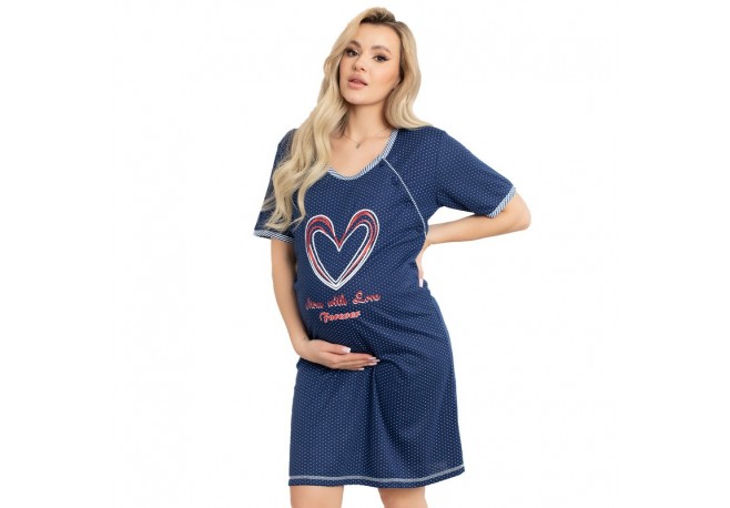 Camasa de alaptat Din bumbac Cu nasturi Masura M For love Navy Blue