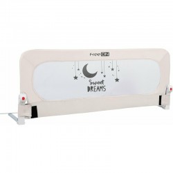 Bariera de protectie pentru pat bebe Rabatabila Instalare usoara Dimensiune 135 x 57 cm FreeON Sweet Dreams Light Beige