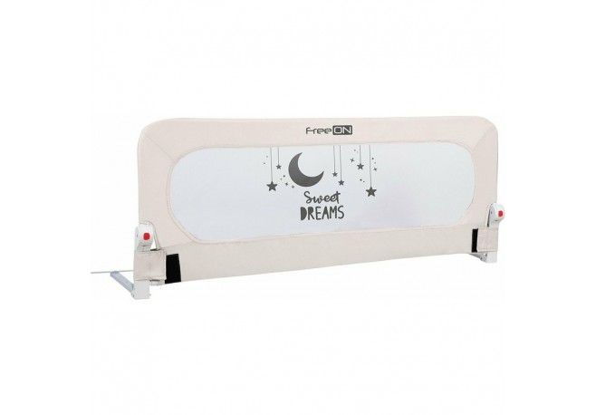 Bariera de protectie pentru pat bebe Rabatabila Instalare usoara Dimensiune 135 x 57 cm FreeON Sweet Dreams Light Beige