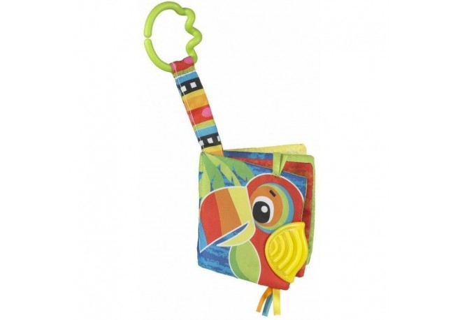 Jucarie de dentitie Carticica care se poate atasa la landou scaun auto sau carucior Jazzy Jungle Teether Book Playgro