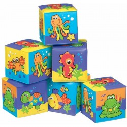 Set 6 cuburi noi pentru baie Cu animalute marine Dimesiune 7.5 cm fiecare cub Soft blockes for bath Playgro