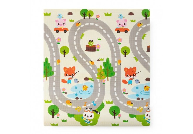 Petite&Mars - Covoras de joaca interactiv Joy Max Design Animale si litere Reversibil Cu suprafata antiderapanta si impermeabila