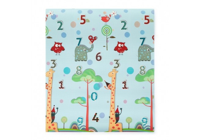 Petite&Mars - Covoras de joaca interactiv Joy Max Design Animale si cifre Reversibil Cu suprafata antiderapanta si impermeabila 