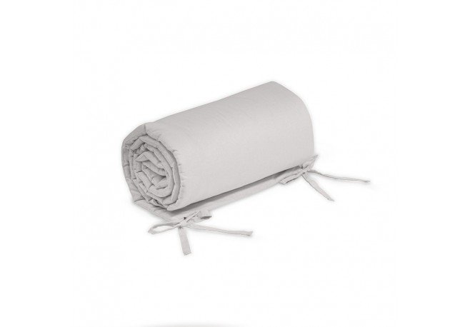 Petite&Mars - Aparatoare pentru patut 120x60 cm Tilly Cu panglici Din bumbac Lungime 180 cm Inaltime 36 cm Gri deschis