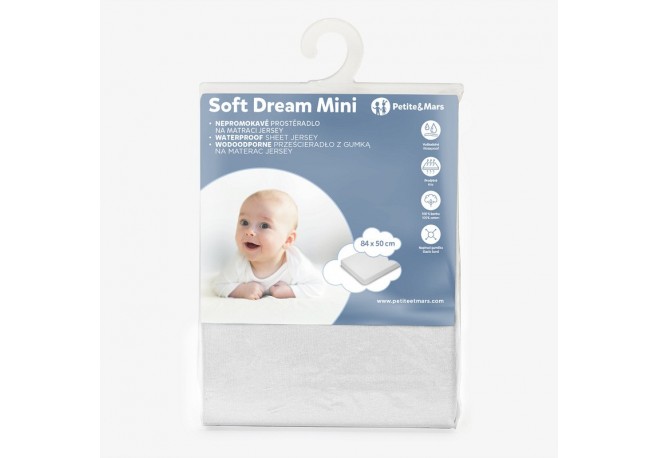 Petite&Mars - Cearceaf elastic impermeabil Pentru patut co-sleeper Din bumbac 84x50 cm 0 luni+ Alb